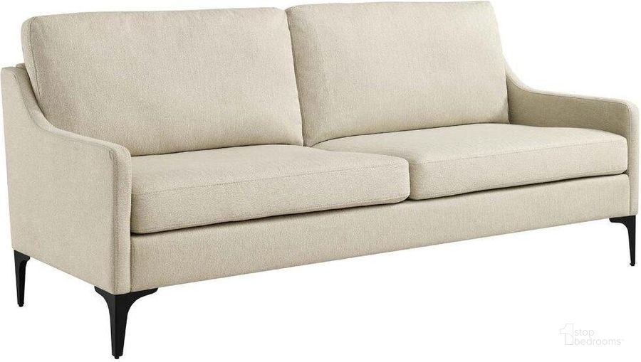 The appearance of Corland Beige Upholstered Fabric Sofa designed by Modway in the modern / contemporary interior design. This beige piece of furniture  was selected by 1StopBedrooms from Corland Collection to add a touch of cosiness and style into your home. Sku: EEI-6019-BEI. Material: Wood. Product Type: Sofa. Image1