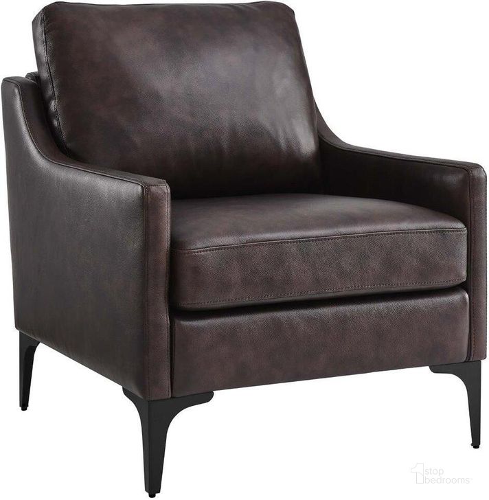 The appearance of Corland Brown Leather Arm Chair designed by Modway in the modern / contemporary interior design. This brown piece of furniture  was selected by 1StopBedrooms from Corland Collection to add a touch of cosiness and style into your home. Sku: EEI-6022-BRN. Product Type: Arm Chair. Material: Plywood. Image1