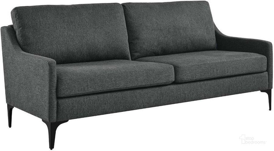 The appearance of Corland Charcoal Upholstered Fabric Sofa designed by Modway in the modern / contemporary interior design. This charcoal piece of furniture  was selected by 1StopBedrooms from Corland Collection to add a touch of cosiness and style into your home. Sku: EEI-6019-CHA. Material: Wood. Product Type: Sofa. Image1