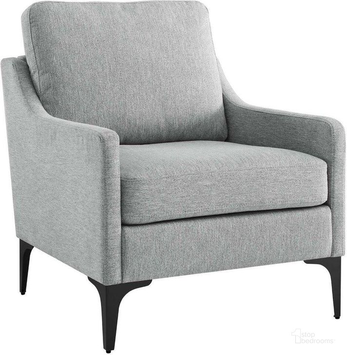 The appearance of Corland Light Gray Upholstered Fabric Arm Chair designed by Modway in the modern / contemporary interior design. This light gray piece of furniture  was selected by 1StopBedrooms from Corland Collection to add a touch of cosiness and style into your home. Sku: EEI-6023-LGR. Product Type: Arm Chair. Material: Plywood. Image1