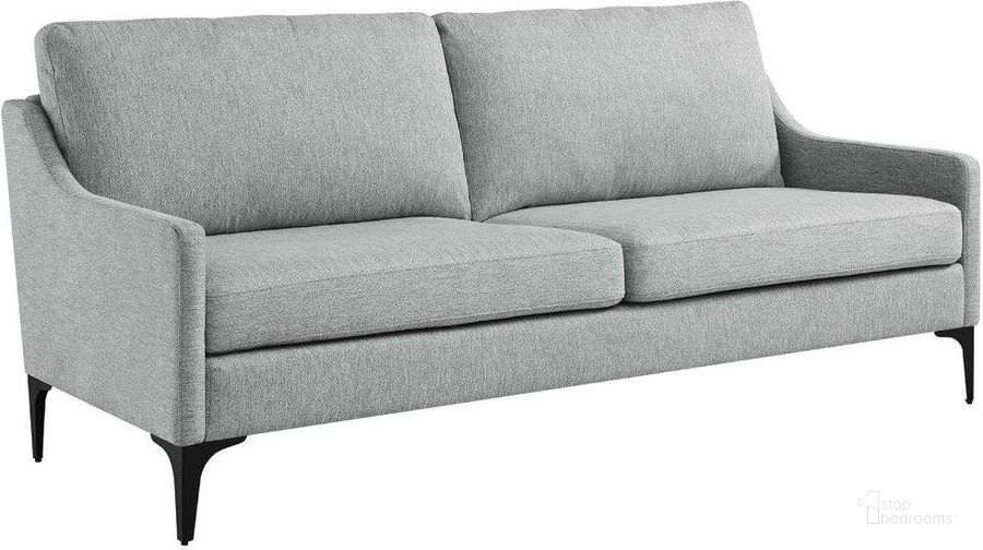 The appearance of Corland Light Gray Upholstered Fabric Sofa designed by Modway in the modern / contemporary interior design. This light gray piece of furniture  was selected by 1StopBedrooms from Corland Collection to add a touch of cosiness and style into your home. Sku: EEI-6019-LGR. Material: Wood. Product Type: Sofa. Image1