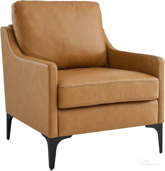 The appearance of Corland Tan Leather Arm Chair designed by Modway in the modern / contemporary interior design. This tan piece of furniture  was selected by 1StopBedrooms from Corland Collection to add a touch of cosiness and style into your home. Sku: EEI-6022-TAN. Product Type: Arm Chair. Material: Plywood. Image1