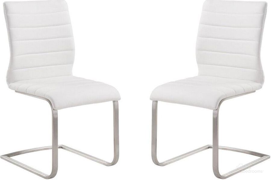 The appearance of Cornelius White Side Chair Set of 2 designed by FineForm in the modern / contemporary interior design. This white piece of furniture  was selected by 1StopBedrooms from Cornelius Collection to add a touch of cosiness and style into your home. Sku: LCFUSIWH. Material: Fabric. Product Type: Dining Chair. Image1