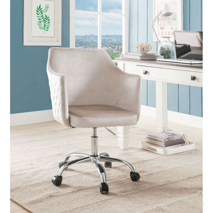 The appearance of Cosgair Office Chair (Champagne) designed by ACME in the modern / contemporary interior design. This medium color piece of furniture  was selected by 1StopBedrooms from Cosgair Collection to add a touch of cosiness and style into your home. Sku: 92506. Material: Fabric. Product Type: Home Office Chair. Image1