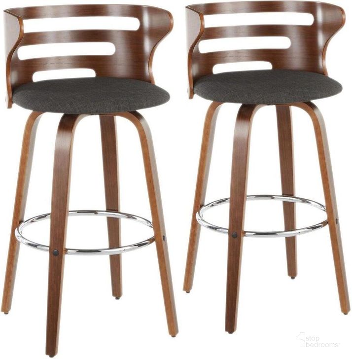 The appearance of Cosini Barstool Set of 2 In Charcoal designed by Lumisource in the transitional interior design. This charcoal piece of furniture  was selected by 1StopBedrooms from Cosi Collection to add a touch of cosiness and style into your home. Sku: B30-COSNI2-SWVR WLCHAR2. Material: Wood. Product Type: Barstool. Image1
