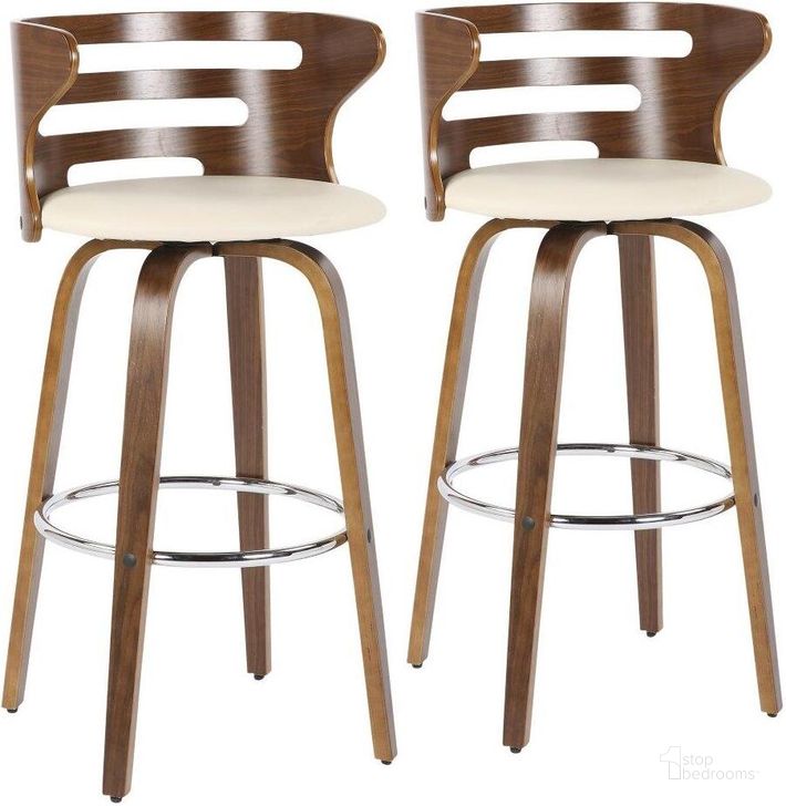 The appearance of Cosini Barstool Set of 2 In Cream designed by Lumisource in the transitional interior design. This cream piece of furniture  was selected by 1StopBedrooms from Cosi Collection to add a touch of cosiness and style into your home. Sku: B30-COSNI2-SWVR WLCR2. Material: Wood. Product Type: Barstool. Image1