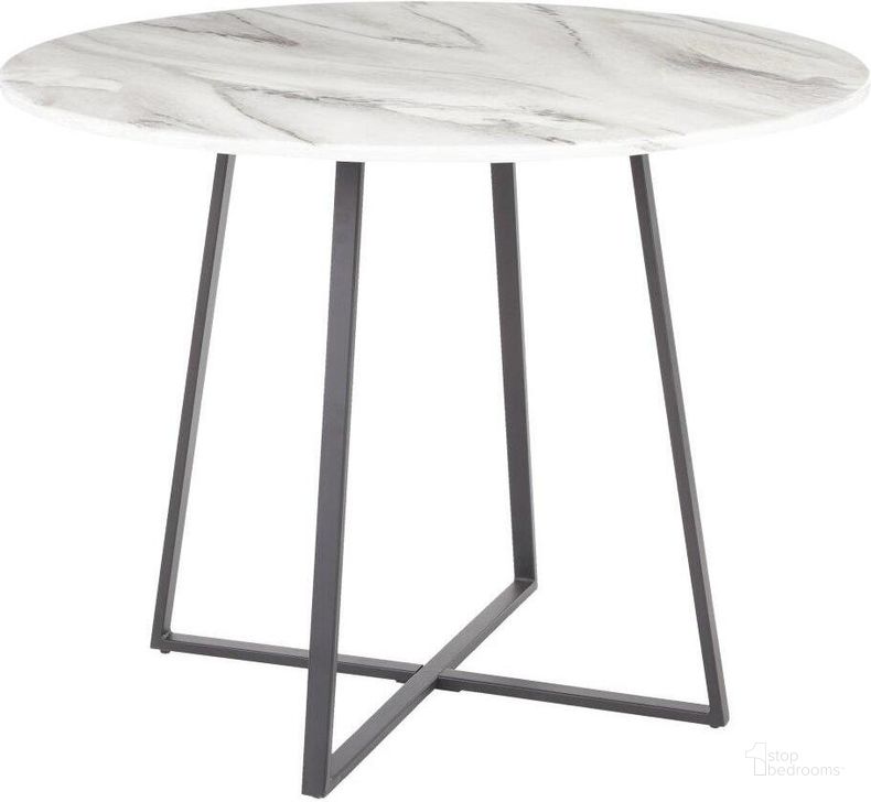 The appearance of Cosmo Contemporary Dining Table In Black Metal And White Marble Top designed by Lumisource in the modern / contemporary interior design. This black piece of furniture  was selected by 1StopBedrooms from Cosmo Collection to add a touch of cosiness and style into your home. Sku: DT-COSMO2 BKWMB. Table Base Style: Trestle. Table Top Shape: Round. Material: Steel. Product Type: Dining Table. Size: 40". Image1
