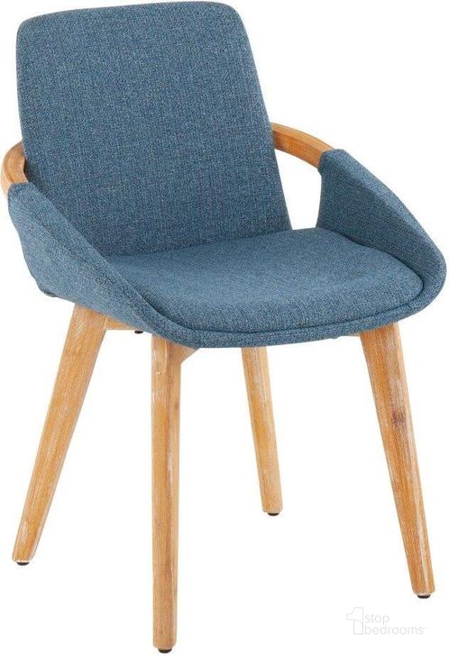 The appearance of Cosmo Mid-Century Chair In Natural Bamboo And Blue Fabric designed by Lumisource in the transitional interior design. This blue piece of furniture  was selected by 1StopBedrooms from Cosmo Collection to add a touch of cosiness and style into your home. Sku: CH-COSMO NABU. Product Type: Chair. Material: Bamboo. Image1