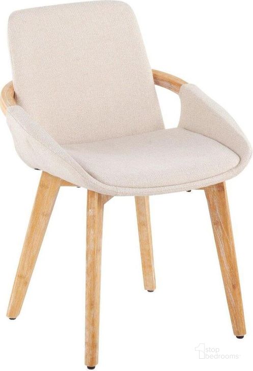 The appearance of Cosmo Mid-Century Chair In Natural Bamboo And Cream Fabric designed by Lumisource in the transitional interior design. This cream piece of furniture  was selected by 1StopBedrooms from Cosmo Collection to add a touch of cosiness and style into your home. Sku: CH-COSMO NACR. Product Type: Chair. Material: Bamboo. Image1