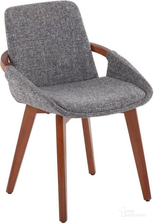 The appearance of Cosmo Mid-Century Chair In Walnut Bamboo And Grey Noise Fabric designed by Lumisource in the transitional interior design. This grey piece of furniture  was selected by 1StopBedrooms from Cosmo Collection to add a touch of cosiness and style into your home. Sku: CH-COSMO WLNGY. Product Type: Chair. Material: Bamboo. Image1