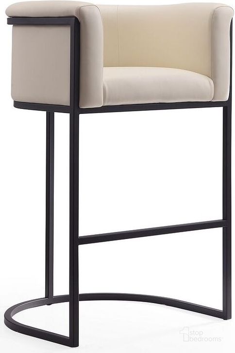 The appearance of Cosmopolitan Barstool in Cream and Black designed by Manhattan Comfort in the transitional interior design. This cream and black piece of furniture  was selected by 1StopBedrooms from Cosmopolitan Collection to add a touch of cosiness and style into your home. Sku: BS015-CR. Material: Metal. Product Type: Barstool. Image1