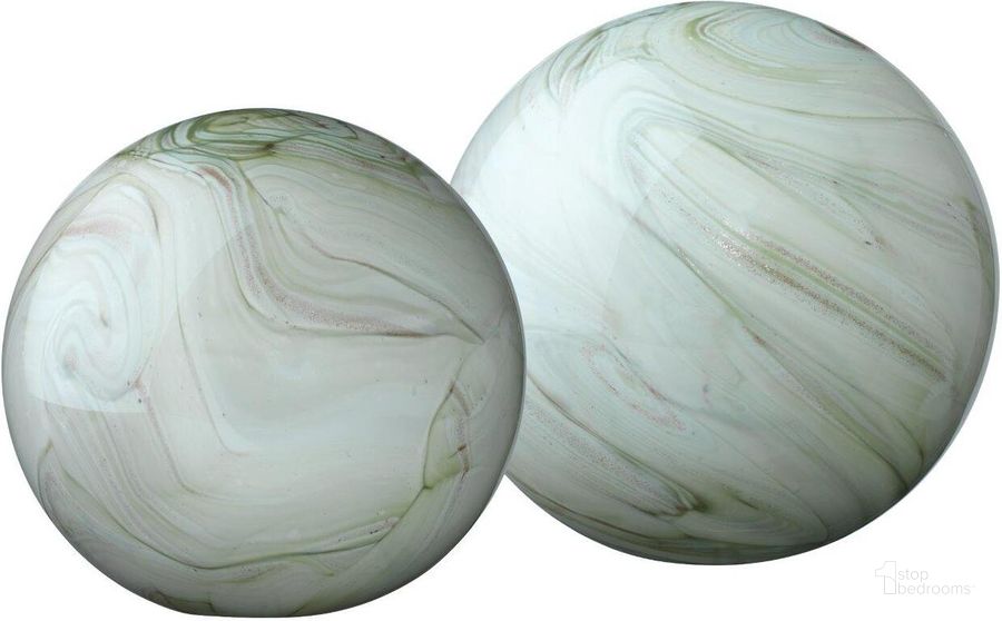 The appearance of Cosmos Sage Glass Balls designed by Jamie Young Company in the coastal interior design. This sage piece of furniture  was selected by 1StopBedrooms from Cosmos Collection to add a touch of cosiness and style into your home. Sku: 7COSM-BASA. Material: Glass. Product Type: Decor. Image1