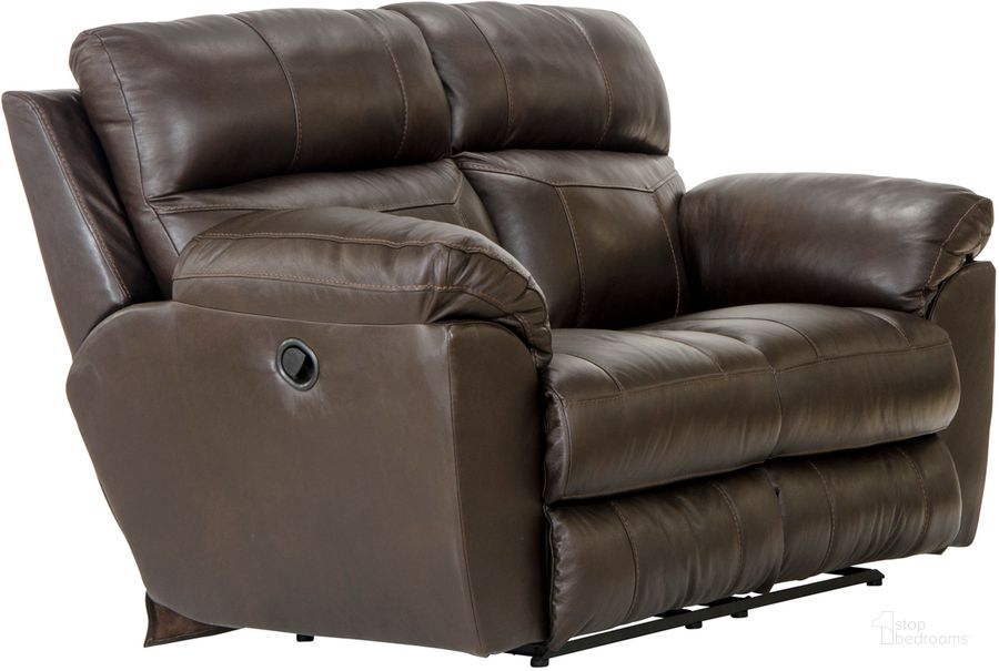 The appearance of Costa Lay Flat Reclining Loveseat In Chocolate designed by Catnapper in the traditional interior design. This chocolate piece of furniture  was selected by 1StopBedrooms from Costa Collection to add a touch of cosiness and style into your home. Sku: 4072127389307389. Material: Leather. Product Type: Reclining Loveseat. Image1
