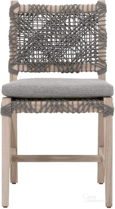 The appearance of Costa Outdoor Dining Chair Set Of 2 In Dove Flat Rope Gray Teak designed by Essentials For Living in the transitional interior design. This dove piece of furniture  was selected by 1StopBedrooms from Woven Collection to add a touch of cosiness and style into your home. Sku: 6849.DOV/DOV/GT. Material: Wood. Product Type: Outdoor Dining Chair. Image1