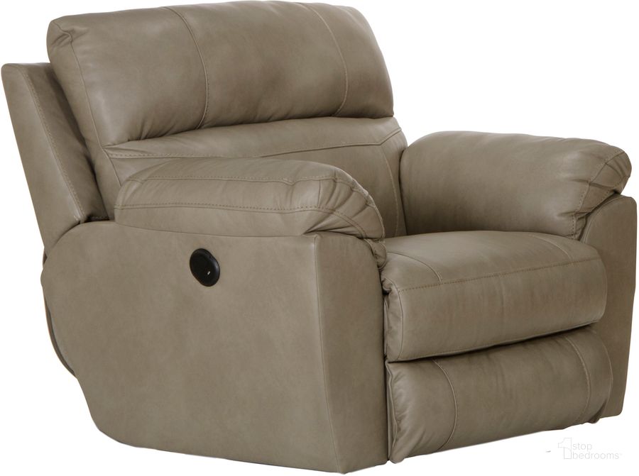 The appearance of Costa Power Lay Flat Recliner In Putty designed by Catnapper in the traditional interior design. This putty piece of furniture  was selected by 1StopBedrooms from Costa Collection to add a touch of cosiness and style into your home. Sku: 640707127356307356. Material: Leather. Product Type: Recliner. Image1