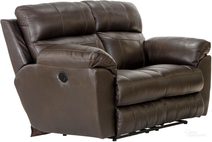 The appearance of Costa Power Lay Flat Reclining Loveseat In Chocolate designed by Catnapper in the traditional interior design. This chocolate piece of furniture  was selected by 1StopBedrooms from Costa Collection to add a touch of cosiness and style into your home. Sku: 64072127389307389. Material: Leather. Product Type: Reclining Loveseat. Image1