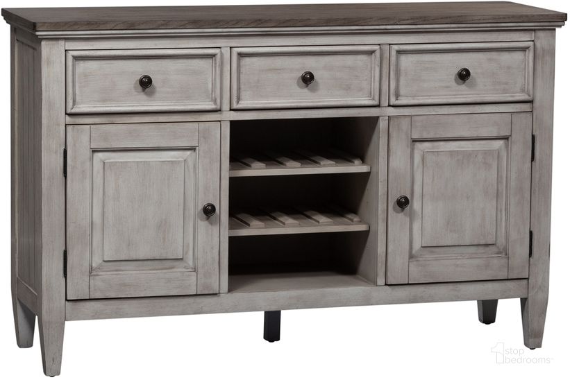 The appearance of Cottage Lane Server designed by Liberty in the transitional interior design. This white and gray piece of furniture  was selected by 1StopBedrooms from Cottage Lane Collection to add a touch of cosiness and style into your home. Sku: 350-SR6838. Product Type: Buffets, Sideboards and Server. Material: Rubberwood. Image1