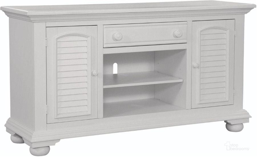 The appearance of Cottage Traditions Clean White 60 Inch TV Console designed by American Woodcrafters in the transitional interior design. This white piece of furniture  was selected by 1StopBedrooms from Cottage Collection to add a touch of cosiness and style into your home. Sku: 6510-216. Product Type: TV Console. Material: MDF.