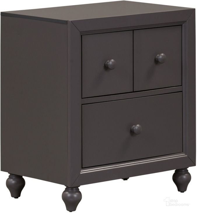 The appearance of Cottage View Dark Gray Nightstand designed by Liberty in the transitional interior design. This gray piece of furniture  was selected by 1StopBedrooms from Cottage View Collection to add a touch of cosiness and style into your home. Sku: 423-BR60. Material: Wood. Product Type: Nightstand. Image1