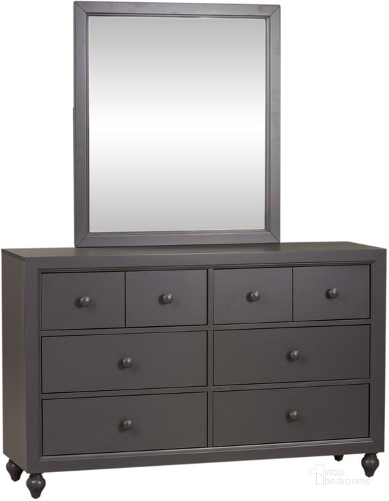 The appearance of Cottage View Dresser And Mirror In Dark Gray designed by Liberty in the country / farmhouse interior design. This dark gray piece of furniture  was selected by 1StopBedrooms from Cottage View Collection to add a touch of cosiness and style into your home. Sku: 423-BR30;423-BR50. Product Type: Dresser and Mirror. Material: Melamine. Image1