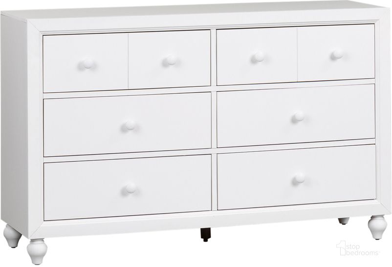 The appearance of Cottage View White 6 Drawer Dresser designed by Liberty in the transitional interior design. This white piece of furniture  was selected by 1StopBedrooms from Cottage View Collection to add a touch of cosiness and style into your home. Sku: 523-BR30. Material: Wood. Product Type: Dresser. Image1