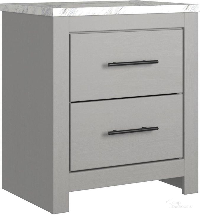 The appearance of Cottenburg Light Gray/White Two Drawer Night Stand designed by Signature Design by Ashley in the transitional interior design. This white and light gray piece of furniture  was selected by 1StopBedrooms from Cottenburg Collection to add a touch of cosiness and style into your home. Sku: B1192-92. Material: Marble. Product Type: Nightstand. Image1