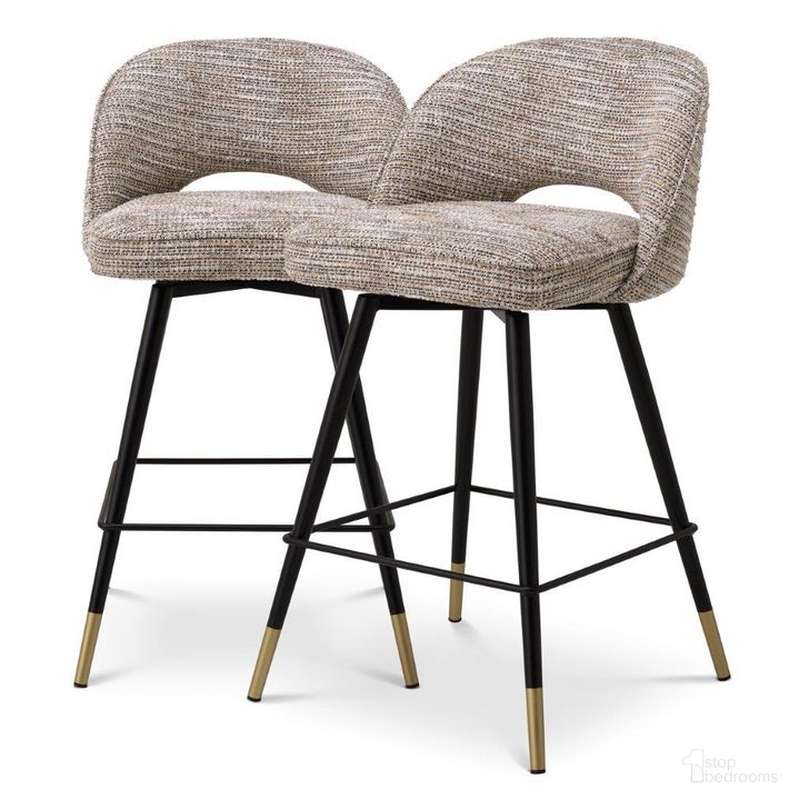 The appearance of Counter Stool In Cliff Mademoiselle Beige Set Of 2 designed by Eichholtz in the modern / contemporary interior design. This beige piece of furniture  was selected by 1StopBedrooms from Cliff Collection to add a touch of cosiness and style into your home. Sku: A115284. Product Type: Barstool. Image1