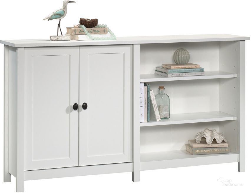 The appearance of County Line Console In Soft White designed by Sauder in the traditional interior design. This soft white piece of furniture  was selected by 1StopBedrooms from County Line Collection to add a touch of cosiness and style into your home. Sku: 427721. Product Type: Console. Material: Engineered Wood. Image1
