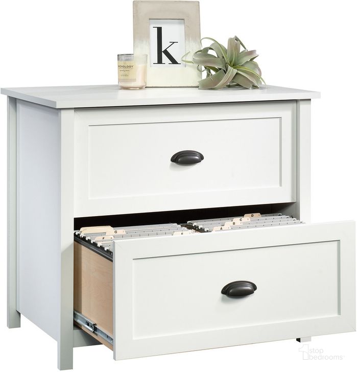 The appearance of County Line Lateral File In Soft White designed by Sauder in the transitional interior design. This soft white piece of furniture  was selected by 1StopBedrooms from County Line Collection to add a touch of cosiness and style into your home. Sku: 427565. Product Type: File Cabinet. Material: Engineered Wood. Image1