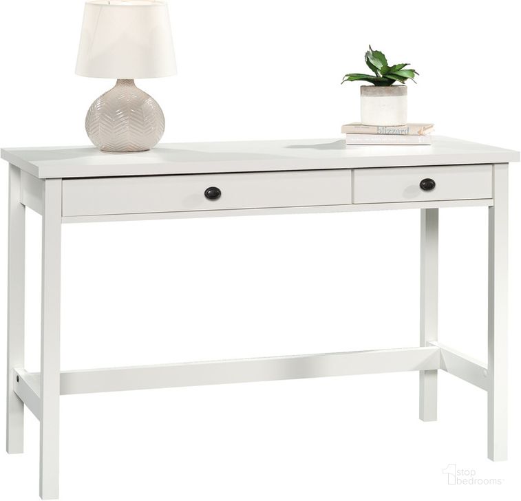 The appearance of County Line Writing Desk In Soft White designed by Sauder in the country / farmhouse interior design. This soft white piece of furniture  was selected by 1StopBedrooms from County Line Collection to add a touch of cosiness and style into your home. Sku: 431778. Product Type: Writing Desk. Material: Engineered Wood. Image1