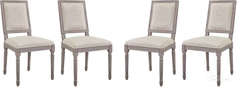 The appearance of Court Beige Dining Side Chair Upholstered Fabric Set of 4 designed by Modway in the modern / contemporary interior design. This beige piece of furniture  was selected by 1StopBedrooms from Court Collection to add a touch of cosiness and style into your home. Sku: EEI-3501-BEI. Material: Wood. Product Type: Side Chair. Image1