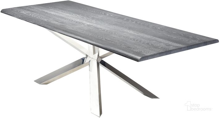 The appearance of Couture Oxidized Grey Wood Dining Table HGSR327 designed by Nuevo in the modern / contemporary interior design. This grey piece of furniture  was selected by 1StopBedrooms from Couture Collection to add a touch of cosiness and style into your home. Sku: HGSR327. Table Base Style: Trestle. Material: Wood. Product Type: Dining Table. Table Top Shape: Rectangular. Size: 40". Image1