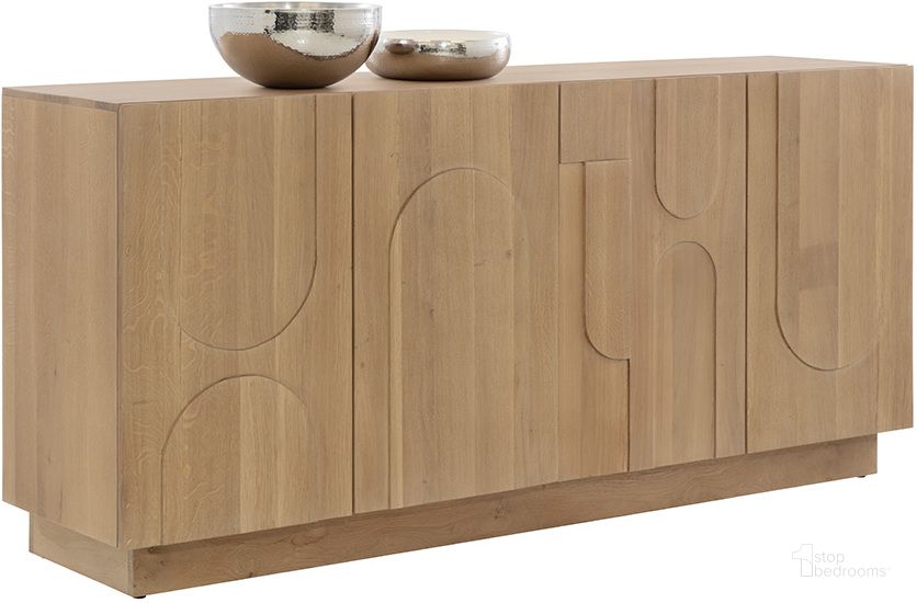 The appearance of Cove Sideboard designed by Sunpan in the transitional interior design. This cream piece of furniture  was selected by 1StopBedrooms from Cove Collection to add a touch of cosiness and style into your home. Sku: 109610. Material: Wood. Product Type: Sideboard. Image1