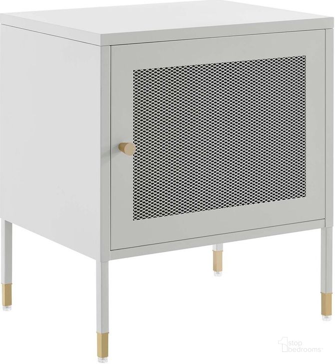 The appearance of Covelo Nightstand In Light Gray designed by Modway in the modern / contemporary interior design. This light gray piece of furniture  was selected by 1StopBedrooms from Covelo Collection to add a touch of cosiness and style into your home. Sku: EEI-6211-LGR. Material: Steel. Product Type: Nightstand. Image1