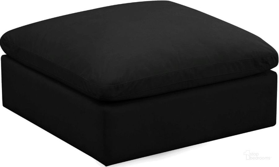The appearance of Cozy Black Velvet Ottoman designed by Meridian in the modern / contemporary interior design. This black velvet piece of furniture  was selected by 1StopBedrooms from Cozy Collection to add a touch of cosiness and style into your home. Sku: 634Black-Ott. Product Type: Ottoman. Material: Velvet. Image1