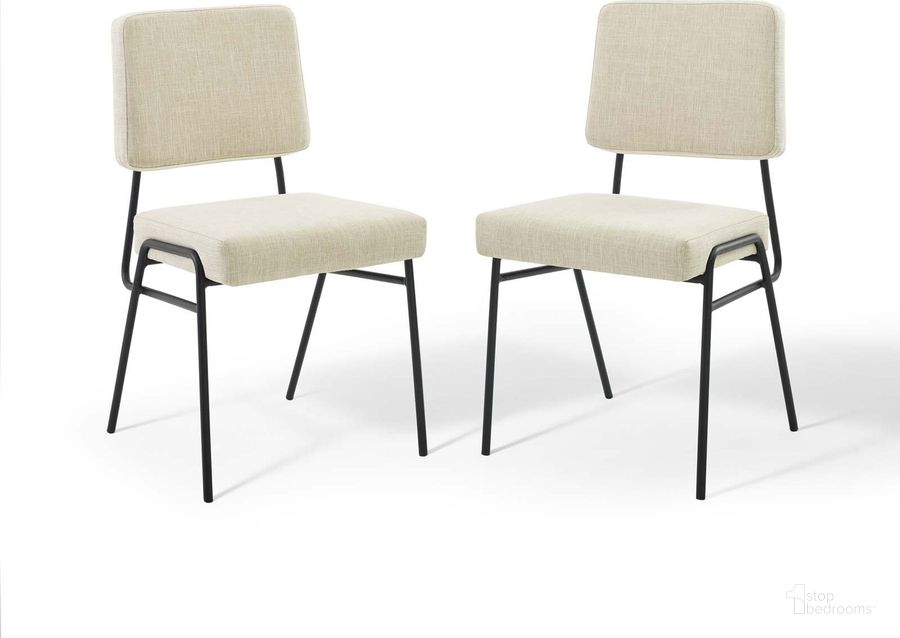 The appearance of Craft Dining Side Chair Upholstered Fabric Set of 2 EEI-4506-BLK-BEI designed by Modway in the modern / contemporary interior design. This white piece of furniture  was selected by 1StopBedrooms from Craft Collection to add a touch of cosiness and style into your home. Sku: EEI-4506-BLK-BEI. Material: Wood. Product Type: Side Chair. Image1