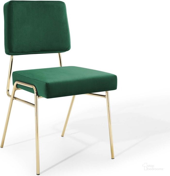 The appearance of Craft Performance Velvet Dining Side Chair In Gold and Green designed by Modway in the transitional interior design. This gold and green piece of furniture  was selected by 1StopBedrooms from Craft Collection to add a touch of cosiness and style into your home. Sku: EEI-3804-GLD-GRN. Product Type: Side Chair. Material: Plywood. Image1