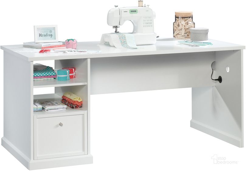 The appearance of Craft Pro Series Craft Table In White designed by Sauder in the transitional interior design. This white piece of furniture  was selected by 1StopBedrooms from Craft Pro Series Collection to add a touch of cosiness and style into your home. Sku: 421417. Product Type: Table. Material: Engineered Wood. Image1