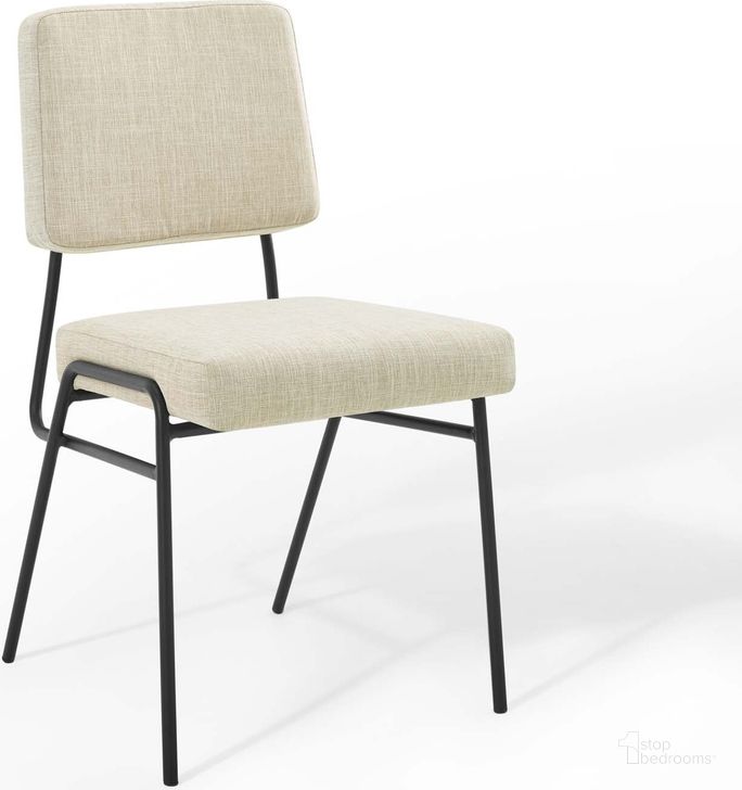 The appearance of Craft Upholstered Fabric Dining Side Chair EEI-3805-BLK-BEI designed by Modway in the modern / contemporary interior design. This white piece of furniture  was selected by 1StopBedrooms from Craft Collection to add a touch of cosiness and style into your home. Sku: EEI-3805-BLK-BEI. Material: Wood. Product Type: Side Chair. Image1