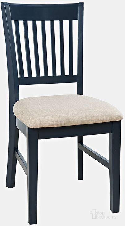 The appearance of Craftsman Slat-Back Upholstered Desk Chair In Navy designed by Jofran in the transitional interior design. This navy piece of furniture  was selected by 1StopBedrooms from Craftsman Collection to add a touch of cosiness and style into your home. Sku: 775-370KD. Product Type: Desk Chair. Material: Upholstery. Image1