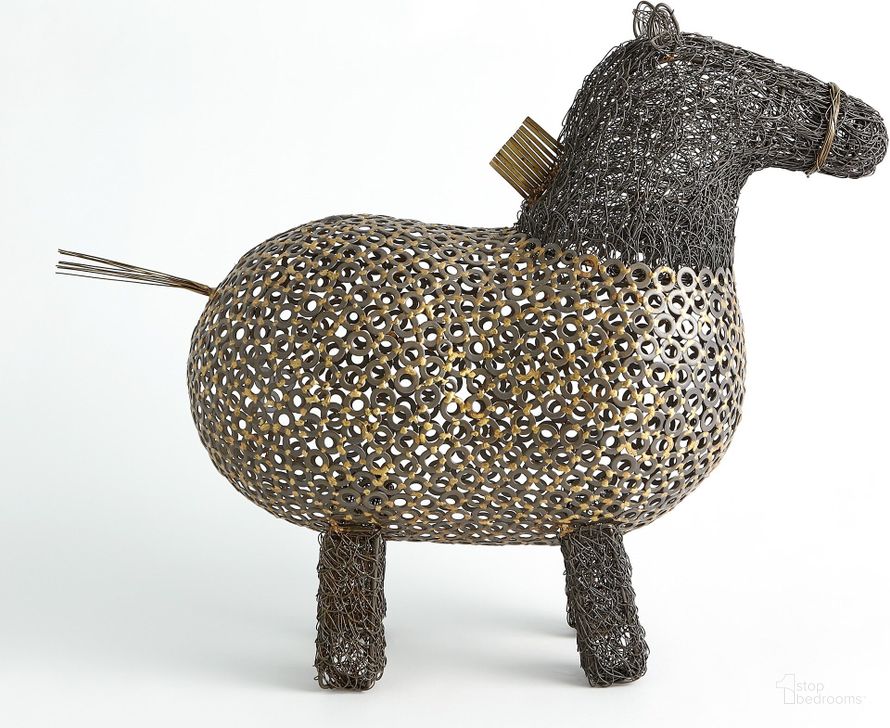 The appearance of Crazy Fat Pony Sculpture In Bronze designed by Global Views in the modern / contemporary interior design. This bronze piece of furniture  was selected by 1StopBedrooms from Crazy Collection to add a touch of cosiness and style into your home. Sku: 9.91051. Product Type: Sculpture. Material: Iron. Image1