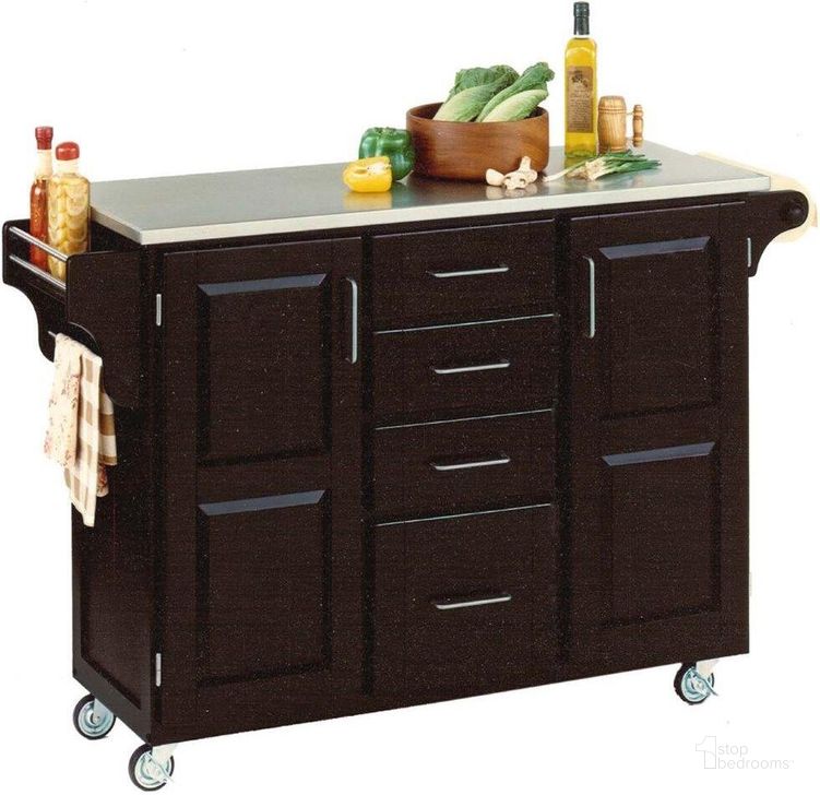 The appearance of Create-A-Cart Black Kitchen Cart 9100-1042 designed by Homestyles in the traditional interior design. This black piece of furniture  was selected by 1StopBedrooms from Create-A-Cart Collection to add a touch of cosiness and style into your home. Sku: 9100-004;9100-102. Material: Wood. Product Type: Kitchen Cart. Image1