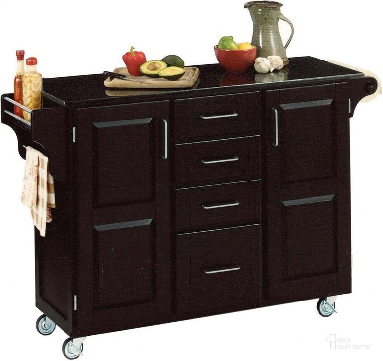 The appearance of Create-A-Cart Black Kitchen Cart 9100-1044 designed by Homestyles in the traditional interior design. This black piece of furniture  was selected by 1StopBedrooms from Create-A-Cart Collection to add a touch of cosiness and style into your home. Sku: 9100-004;9100-104. Material: Wood. Product Type: Kitchen Cart. Image1