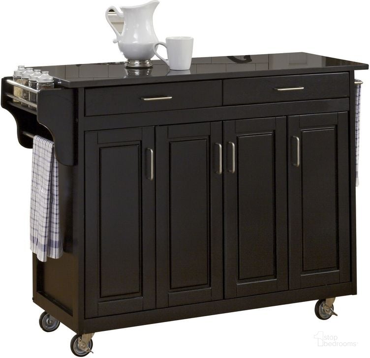 The appearance of Create-A-Cart Black Kitchen Cart 9200-1044 designed by Homestyles in the traditional interior design. This black piece of furniture  was selected by 1StopBedrooms from Create-A-Cart Collection to add a touch of cosiness and style into your home. Sku: 9100-104;9200-004. Material: Wood. Product Type: Kitchen Cart. Image1