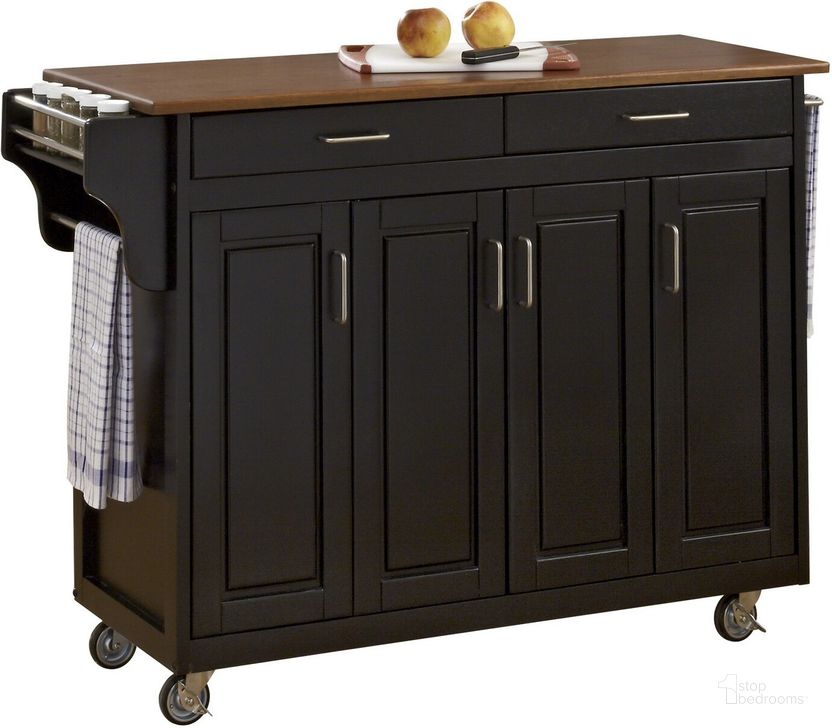 The appearance of Create-A-Cart Black Kitchen Cart 9200-1046G designed by Homestyles in the traditional interior design. This black piece of furniture  was selected by 1StopBedrooms from Create-A-Cart Collection to add a touch of cosiness and style into your home. Sku: 9200-004;9100-106. Material: Wood. Product Type: Kitchen Cart. Image1