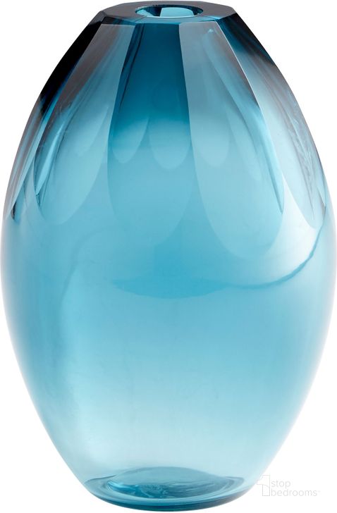 The appearance of Cressida Blue Small Vase designed by Cyan Design in the modern / contemporary interior design. This blue piece of furniture  was selected by 1StopBedrooms from Cressida Collection to add a touch of cosiness and style into your home. Sku: 10311. Material: Glass. Product Type: Vase.