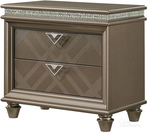 The appearance of Cristal Nightstand designed by Crown Mark in the transitional interior design. This brown piece of furniture  was selected by 1StopBedrooms from Cristal Collection to add a touch of cosiness and style into your home. Sku: B7800-2. Product Type: Nightstand. Image1