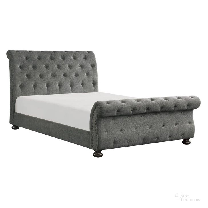 The appearance of Crofton Dark Gray Full Upholstered Poster Bed designed by Homelegance in the transitional interior design. This gray piece of furniture  was selected by 1StopBedrooms from Crofton Collection to add a touch of cosiness and style into your home. Sku: 1549GYF-1;1549GYF-2;1549GYF-3. Bed Type: Sleigh Bed. Material: Wood. Product Type: Sleigh Bed. Bed Size: Full. Image1