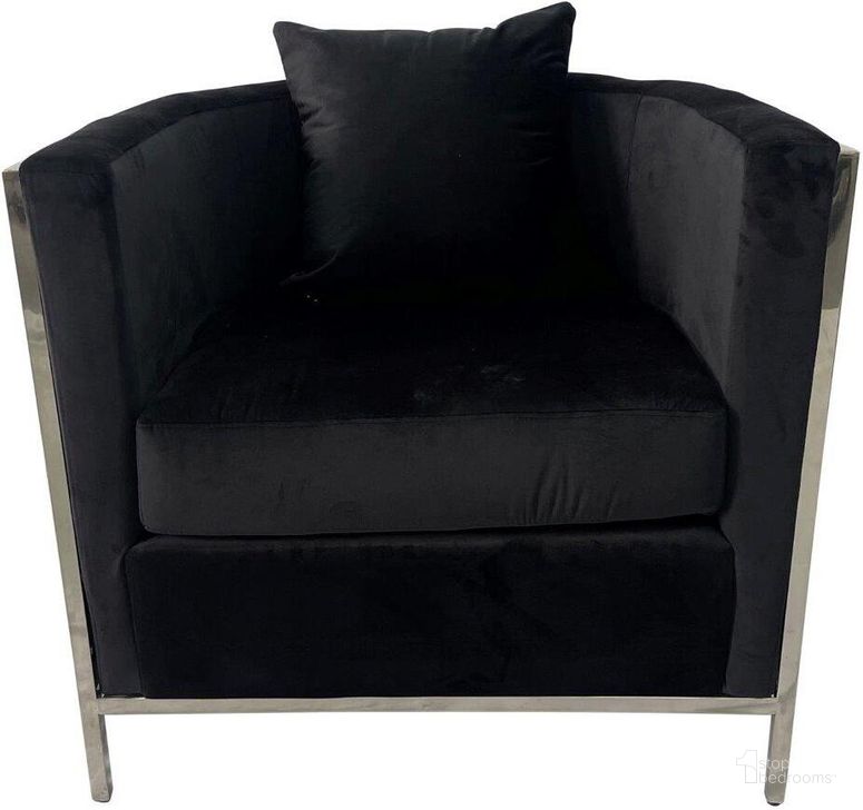 The appearance of Cronos Black Velvet Chair designed by Artisan Elegance in the modern / contemporary interior design. This black velvet piece of furniture  was selected by 1StopBedrooms from Cronos Collection to add a touch of cosiness and style into your home. Sku: ACSBKSS003. Product Type: Sofa Chair. Material: Stainless Steel. Image1