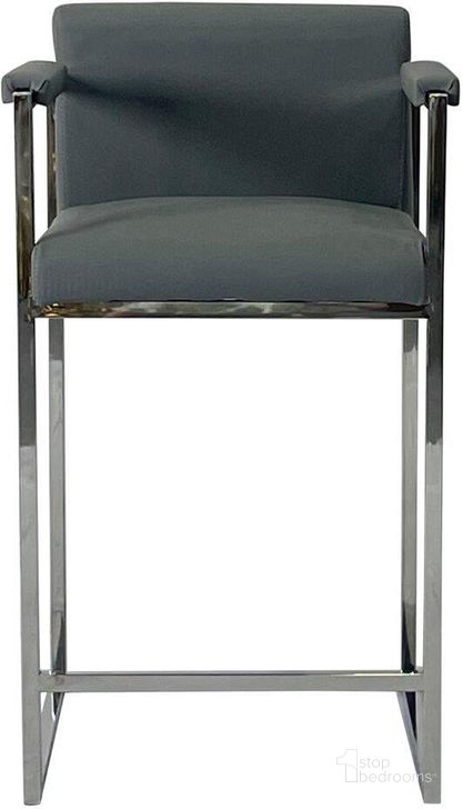 The appearance of Cronos Gray Velvet Barstool designed by Artisan Elegance in the modern / contemporary interior design. This gray velvet piece of furniture  was selected by 1StopBedrooms from Cronos Collection to add a touch of cosiness and style into your home. Sku: BSSGRSH049. Product Type: Barstool. Material: Stainless Steel. Image1